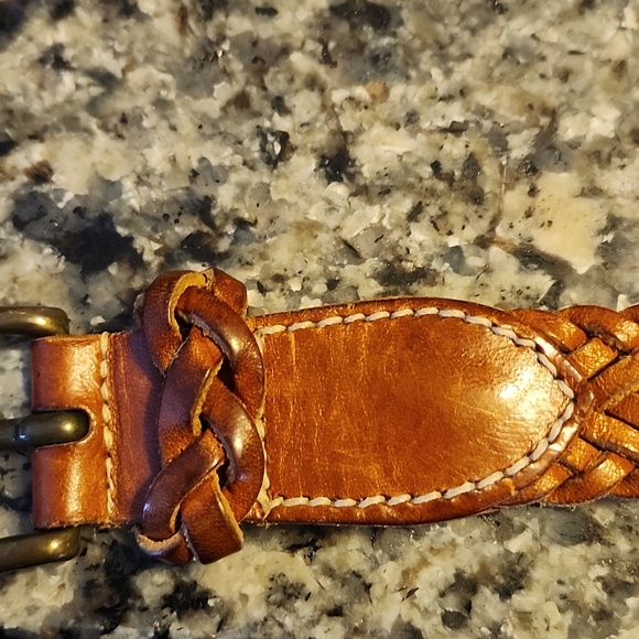 ECHO Made In Turkey Brown Leather Braided Belt - Picture 13 of 16
